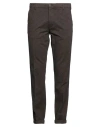 40weft Man Pants Chocolate Brown Size 34 Cotton, Elastane In Animal Print