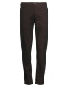 40weft Man Pants Dark Brown Size 38 Cotton, Polyester, Viscose, Elastane