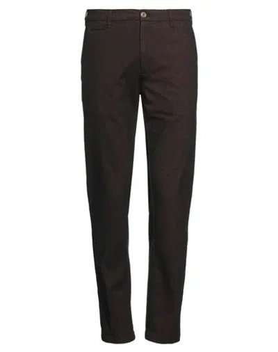 40weft Man Pants Dark Brown Size 38 Cotton, Polyester, Viscose, Elastane