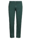 40weft Man Pants Dark Green Size 42 Cotton, Elastane
