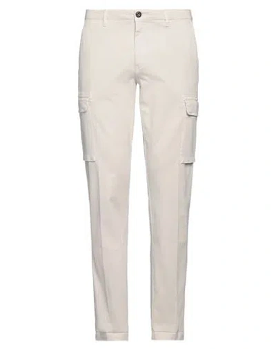 40weft Man Pants Ivory Size 34 Cotton, Elastane In White