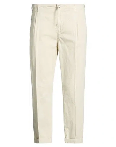 40weft Man Pants Ivory Size 38 Cotton, Linen, Lycra In Neutral