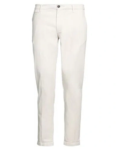 40weft Man Pants Ivory Size 40 Cotton, Elastane In White