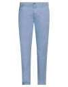 40weft Man Pants Light Blue Size 40 Cotton, Elastane