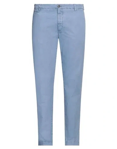 40weft Man Pants Light Blue Size 40 Cotton, Elastane In Blue