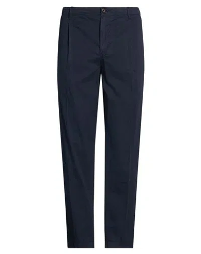 40weft Man Pants Midnight Blue Size 38 Cotton, Linen, Elastane