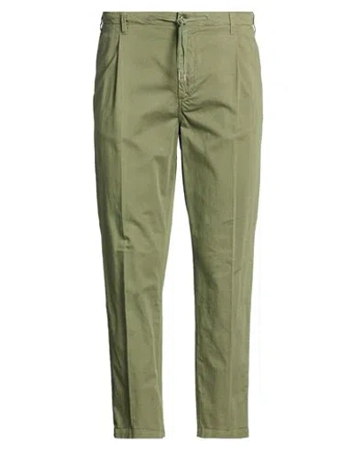 40weft Man Pants Military Green Size 38 Cotton, Linen, Lycra