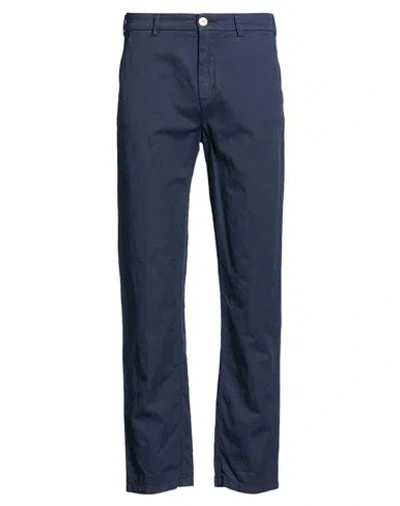 40weft Man Pants Navy Size 26 Cotton, Linen, Elastane In Blue
