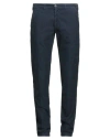 40weft Man Pants Navy Size 40 Cotton, Elastane In Blue