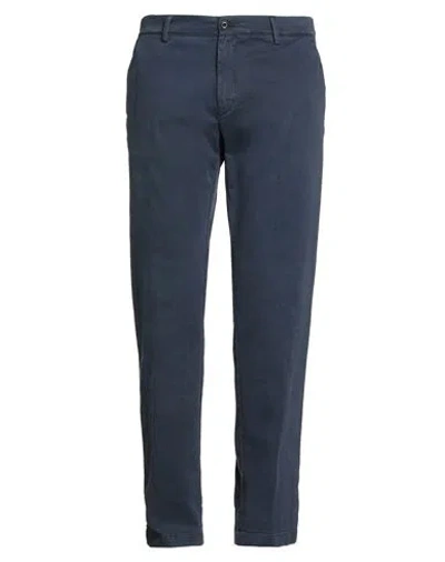 40weft Man Pants Navy Size 40 Cotton, Elastane In Blue
