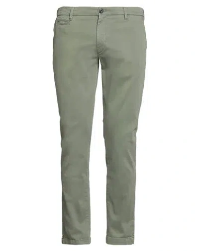 40weft Man Pants Sage Green Size 34 Cotton, Elastane In Gray