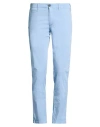 40weft Man Pants Sky Blue Size 30 Cotton, Elastane In Blue