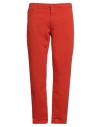 40weft Man Pants Tomato Red Size 38 Cotton, Elastane