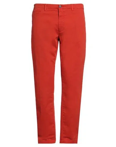 40weft Man Pants Tomato Red Size 38 Cotton, Elastane