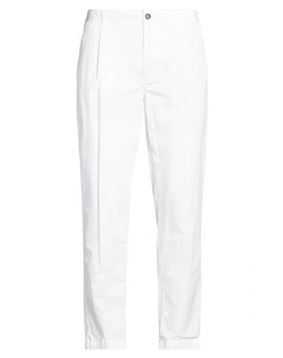 40weft Man Pants White Size 34 Cotton, Elastane