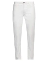 40weft Man Pants White Size 36 Cotton, Linen, Elastane