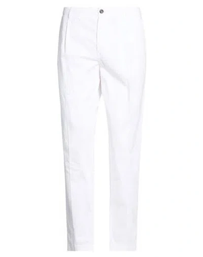 40weft Man Pants White Size 38 Cotton, Linen, Elastane