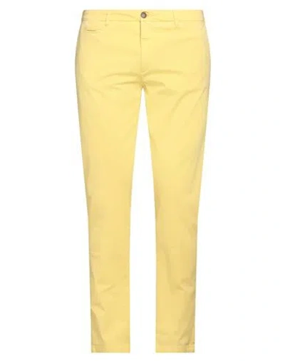 40weft Man Pants Yellow Size 36 Cotton, Elastane