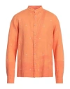 40weft Man Shirt Orange Size S Linen In Orange