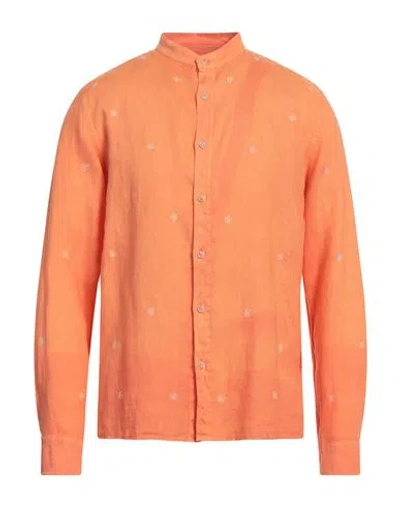 40weft Man Shirt Orange Size S Linen