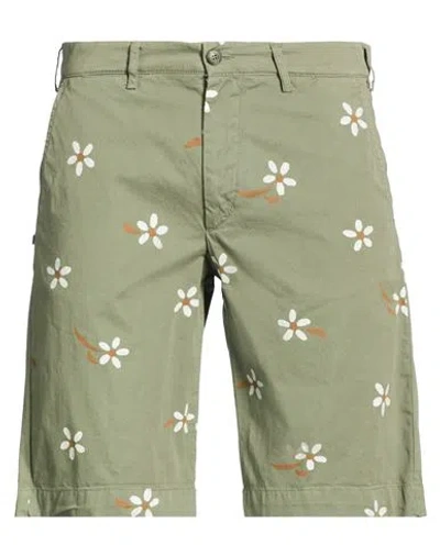 40weft Man Shorts & Bermuda Shorts Military Green Size 32 Cotton