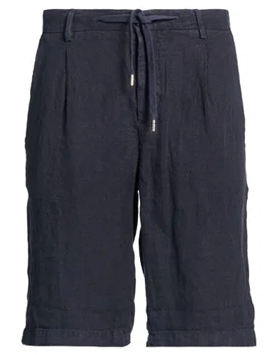 40weft Man Shorts & Bermuda Shorts Navy Size 28 Linen In Blue
