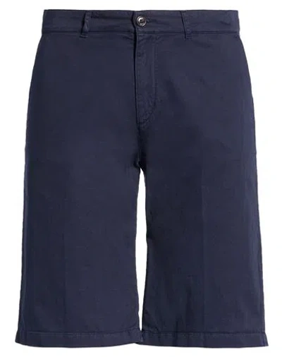 40weft Man Shorts & Bermuda Shorts Navy Size 30 Cotton, Linen, Elastane In Blue