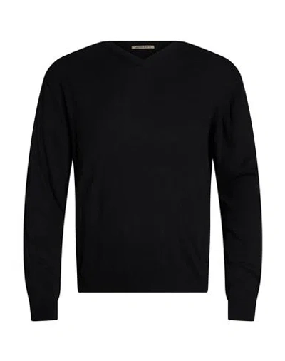 40weft Man Sweater Black Size L Viscose, Cotton, Polyamide