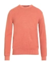 40weft Man Sweater Salmon Pink Size L Wool, Nylon In Orange