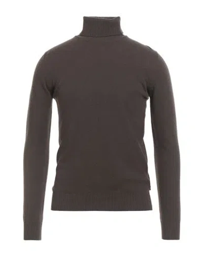 40weft Man Turtleneck Dark Brown Size M Wool, Nylon In Black