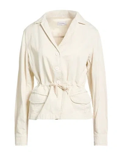 40weft Woman Jacket Beige Size L Cotton, Linen, Elastane In Neutral