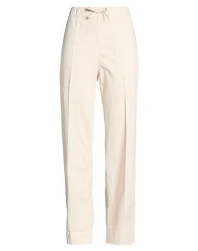40weft Woman Pants Cream Size 8 Cotton, Linen, Elastane In Neutral