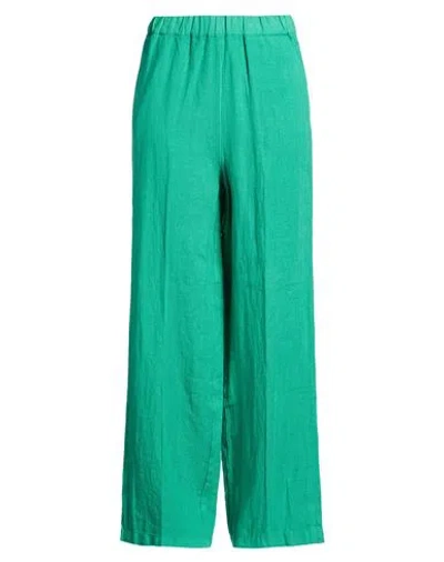 40weft Woman Pants Green Size 6 Linen