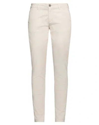 40weft Woman Pants Off White Size 10 Cotton, Elastane
