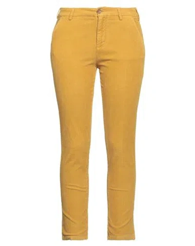 40weft Woman Pants Mustard Size 4 Cotton, Elastane In Yellow