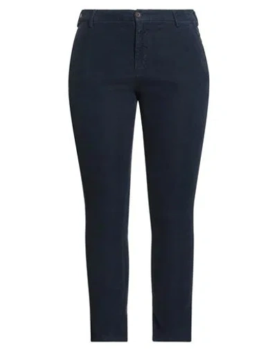 40weft Woman Pants Navy Size 12 Cotton, Elastane In Blue