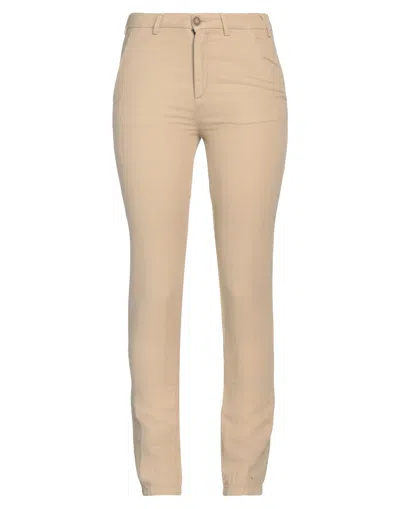 40weft Woman Pants Sand Size 2 Linen, Paper, Elastane In Beige