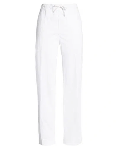 40weft Woman Pants White Size 8 Cotton, Linen, Elastane