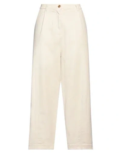 4.10 Woman Pants Beige Size 6 Cotton, Elastane