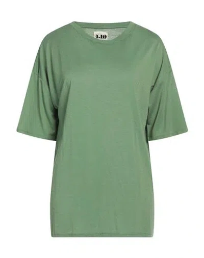 4.10 Woman T-shirt Green Size Xl Viscose, Cotton, Linen