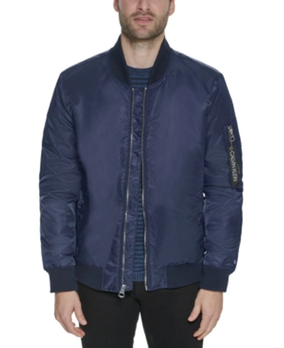 Calvin Klein Men's Classic Ma-1 Nylon Bomber Jacket In True Navy