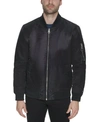 Calvin Klein Men's Faux-leather Bomber Jacket With Rib-knit Trim In Black