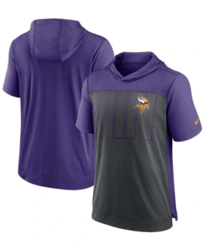 Nike Men's Heather Charcoal, Purple Minnesota Vikings Performance Hoodie T-shirt