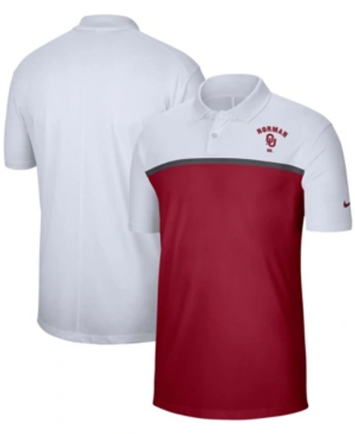 Nike Men's White, Crimson Oklahoma Sooners Color Block Victory Performance Polo Shirt