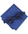 ALFANI MEN'S PRE-TIED GEOMETRIC BOW TIE & SOLID POCKET SQUARE SET, CREATED FOR MACY'S