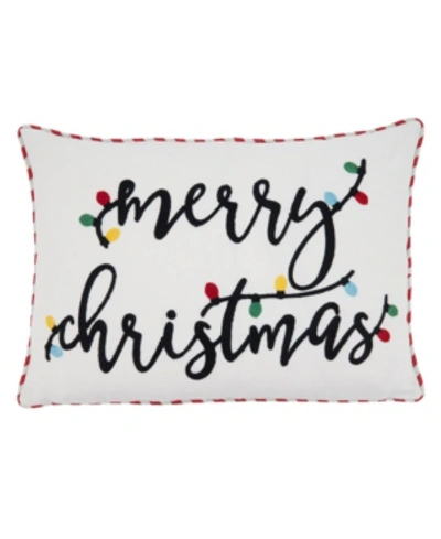 Saro Lifestyle Merry Christmas Design Decorative Pillow, 20" X 14" In White