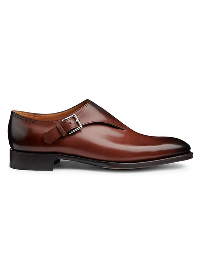 John Lobb Men's Burnished Leather Monk-strap Loafers In Cocoa