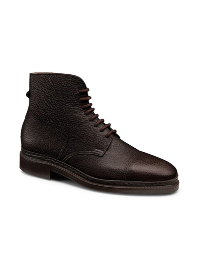 John Lobb Skye Leather Derby Boots In Burnt Umbe