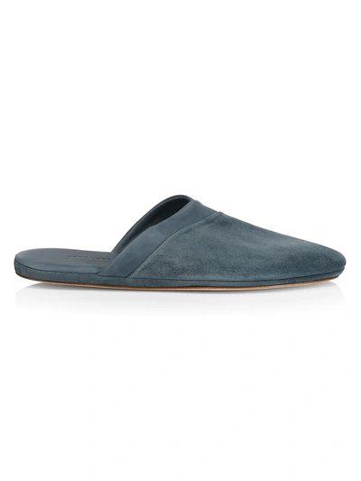 John Lobb Knighton Suede Slippers In Baltic Blue