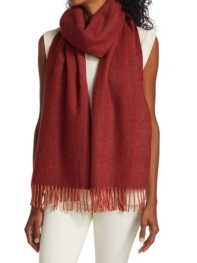 Loro Piana Sciarpa Overcheck Chevron Cashmere Scarf In Red Garnet